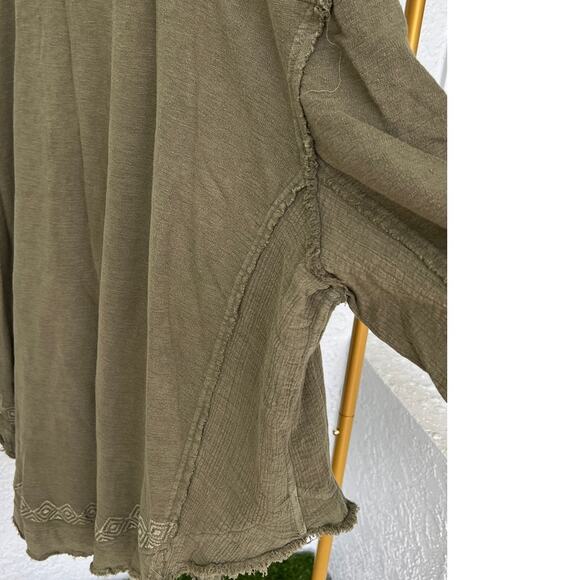 NWT Anthropology by Caite Nikola Tunic Olive Color Size XL Raw Hems - Picture 11 of 14
